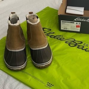 Eddie Bauer women’s hunt pack slip on boots leather size 8.5